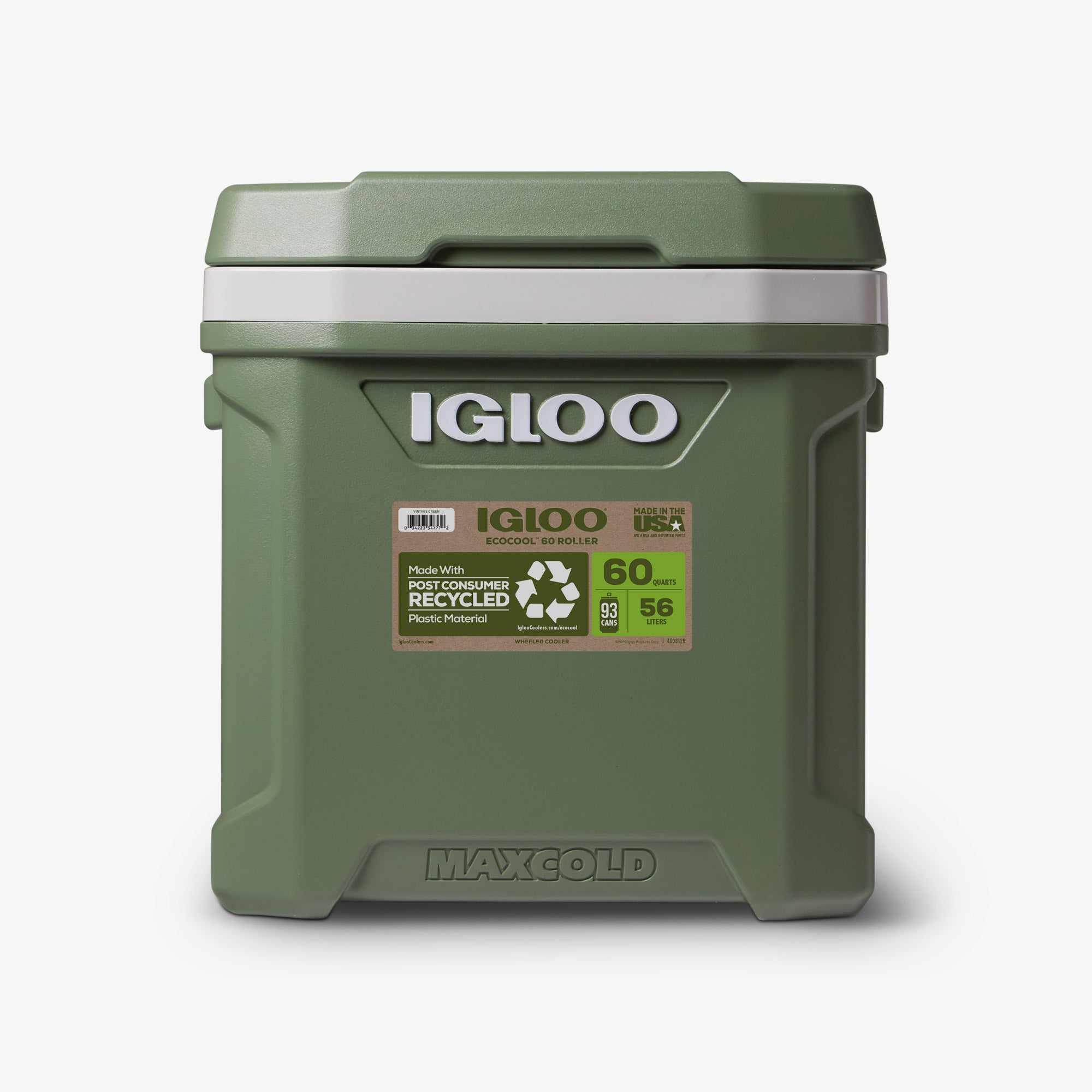 ECOCOOL Latitude 60 Qt Rolling Cooler - Portable Ice Chest for Camping, Beach, Picnics & Outdoor Adventures - Heavy Duty Wheeled Cooler with Insulation for Food & Drinks
