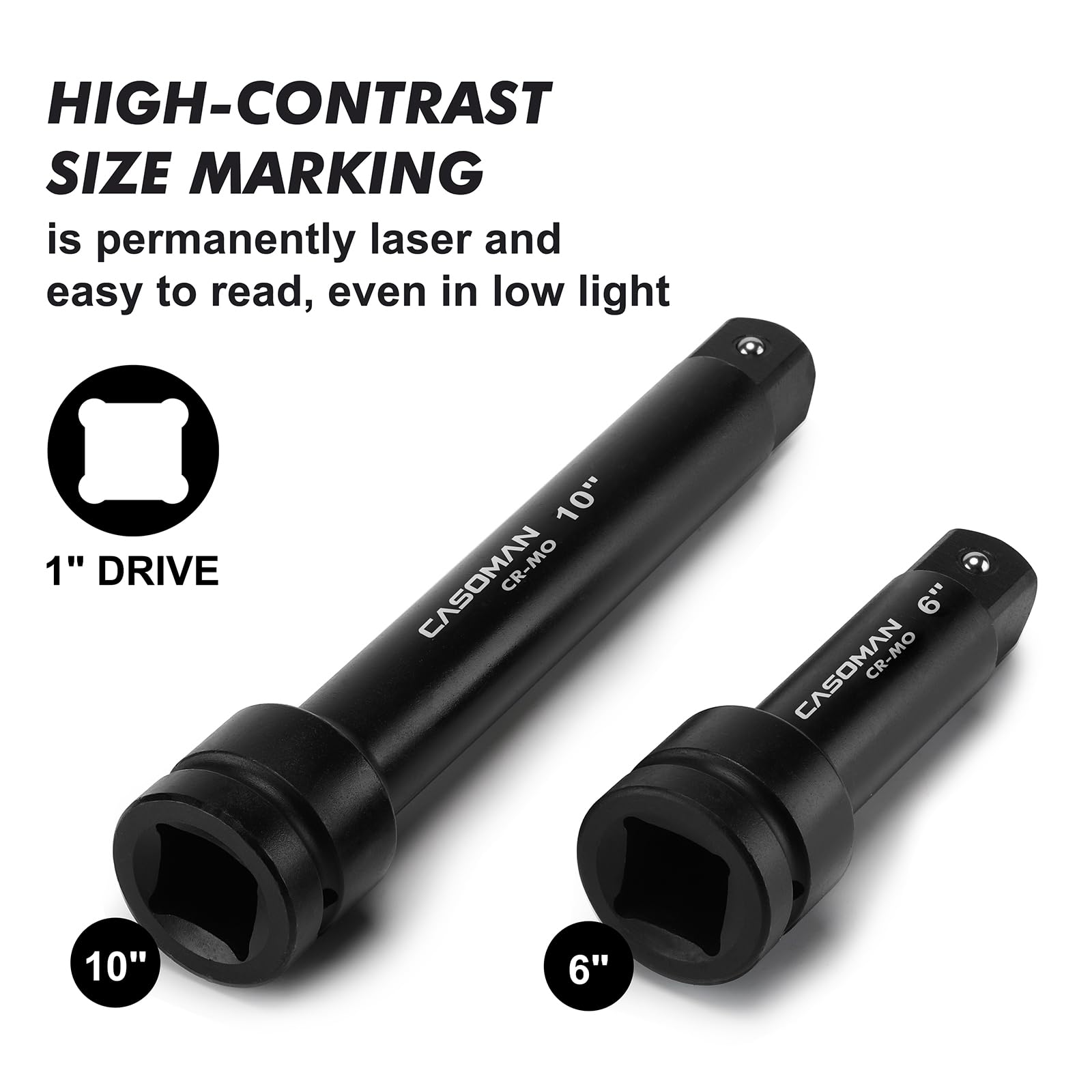 CASOMAN 1-Inch Drive Impact Extension Bars - 6