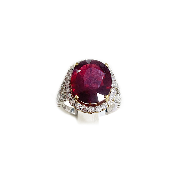 18K Two Tone Ruby Ring for Women - Elegant Gold & Silver Stackable Ring with Genuine Ruby Gemstone - Perfect for Engagement, Wedding, Anniversary & Special Occasions