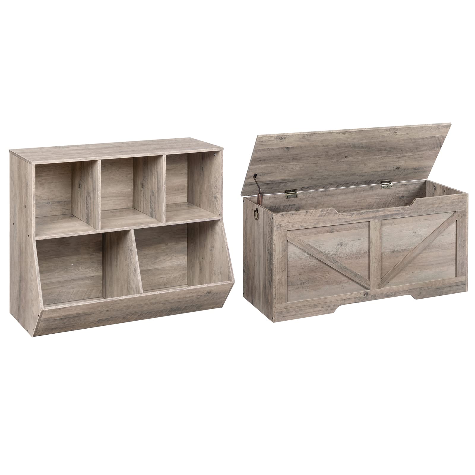 HOOBRO Retro Storage Chest & Kids Bookshelf - Toy Box Organizer, Bookcase Footboard, Toy Storage Cubby for Nursery, Playroom & Bedroom Organization (BG771CW01-BG32CW01) - Perfect for Kids' Room Decor & Toy Storage Solutions