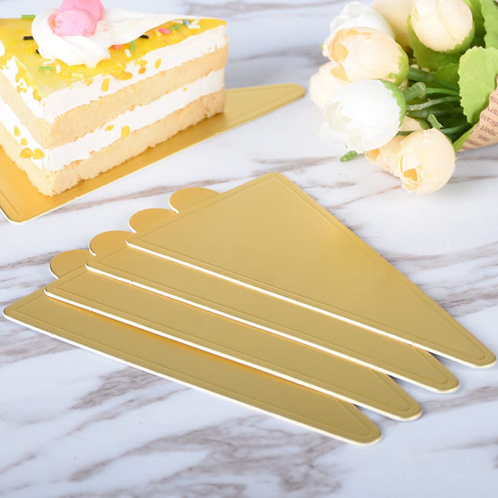 200Pcs 4-Inch Mini Triangle Dessert Plates - Golden Cardboard Cake Boards for Cupcakes, Cake Slices, Cheesecake & Mousse - Perfect for Birthday Parties, Weddings, Baby Showers & Dessert Displays