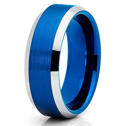 Blue Tungsten Wedding Ring for Men & Women - Durable Comfort Fit Anniversary & Engagement Band - Perfect for Everyday Wear, Proposals & Special Occasions