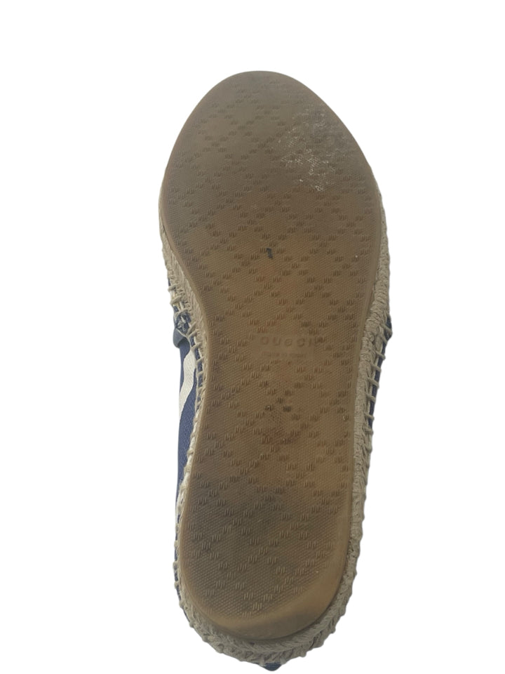 Gucci Embroidered Bee Striped Espadrilles for Women - Size 37 (US 7) | Stylish Summer Flats for Casual Outings, Beach Vacations & Fashionable Everyday Wear