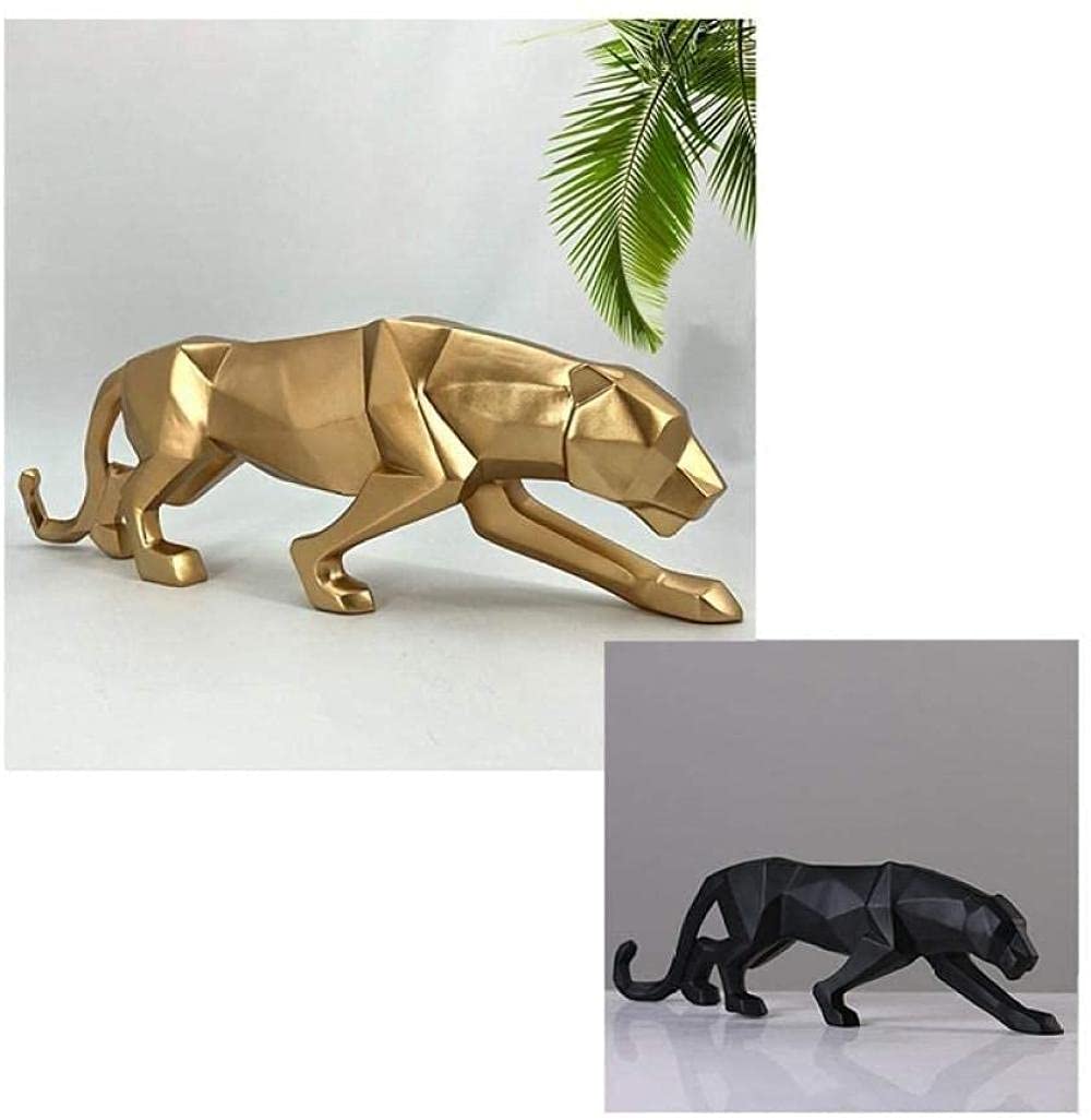 Leopard Figurine Statue - Black Panther Resin Animal Sculpture for Home Decor, Office Desk, or Garden Accent - Medium & Large Sizes Available in Black, Red, and Gold
