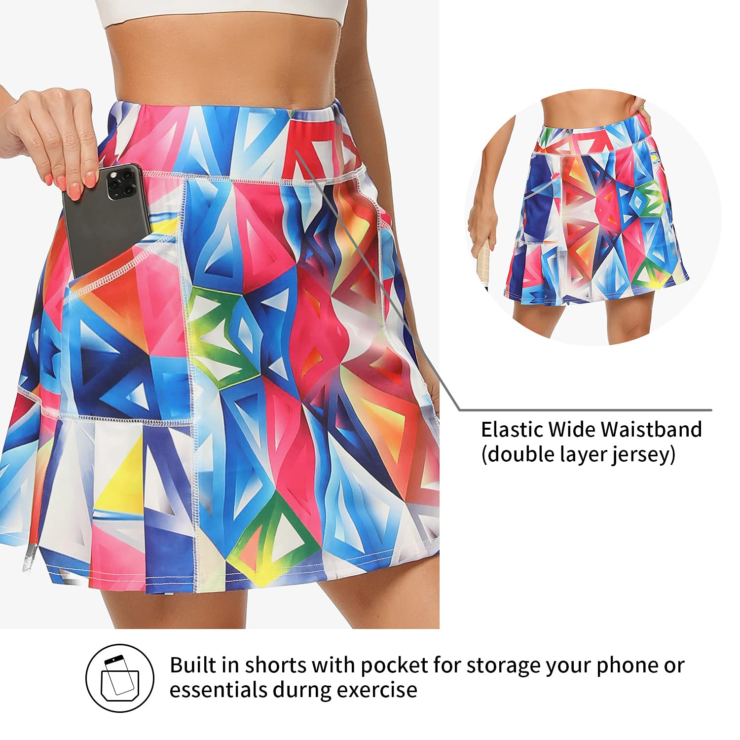 WOWENY Women's High Waist Tennis Skorts with Pockets - Athletic Golf Running Skirt for Workout, Yoga & Casual Wear - Perfect for Sports, Gym & Outdoor Activities
