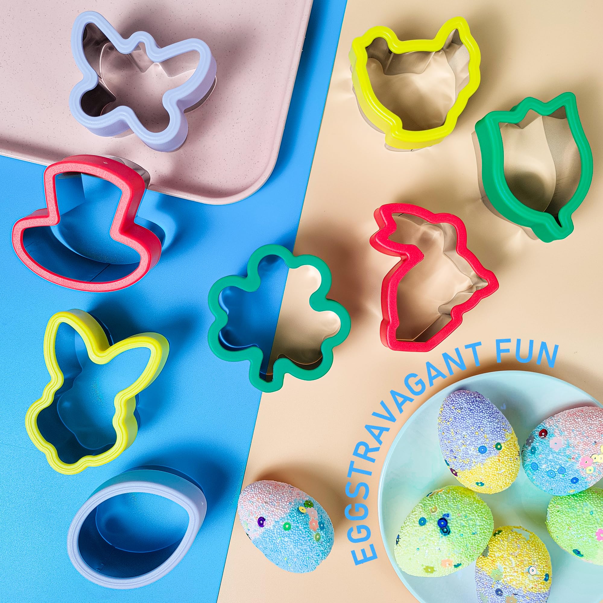 8 Pcs Stainless Steel Cookie Cutters Set - Bunny, Chick, Butterfly & More Animal Shapes for Baking Cookies, Biscuits, Uncrustables | Perfect for Kids Parties, Holiday Treats & DIY Dessert Decorations