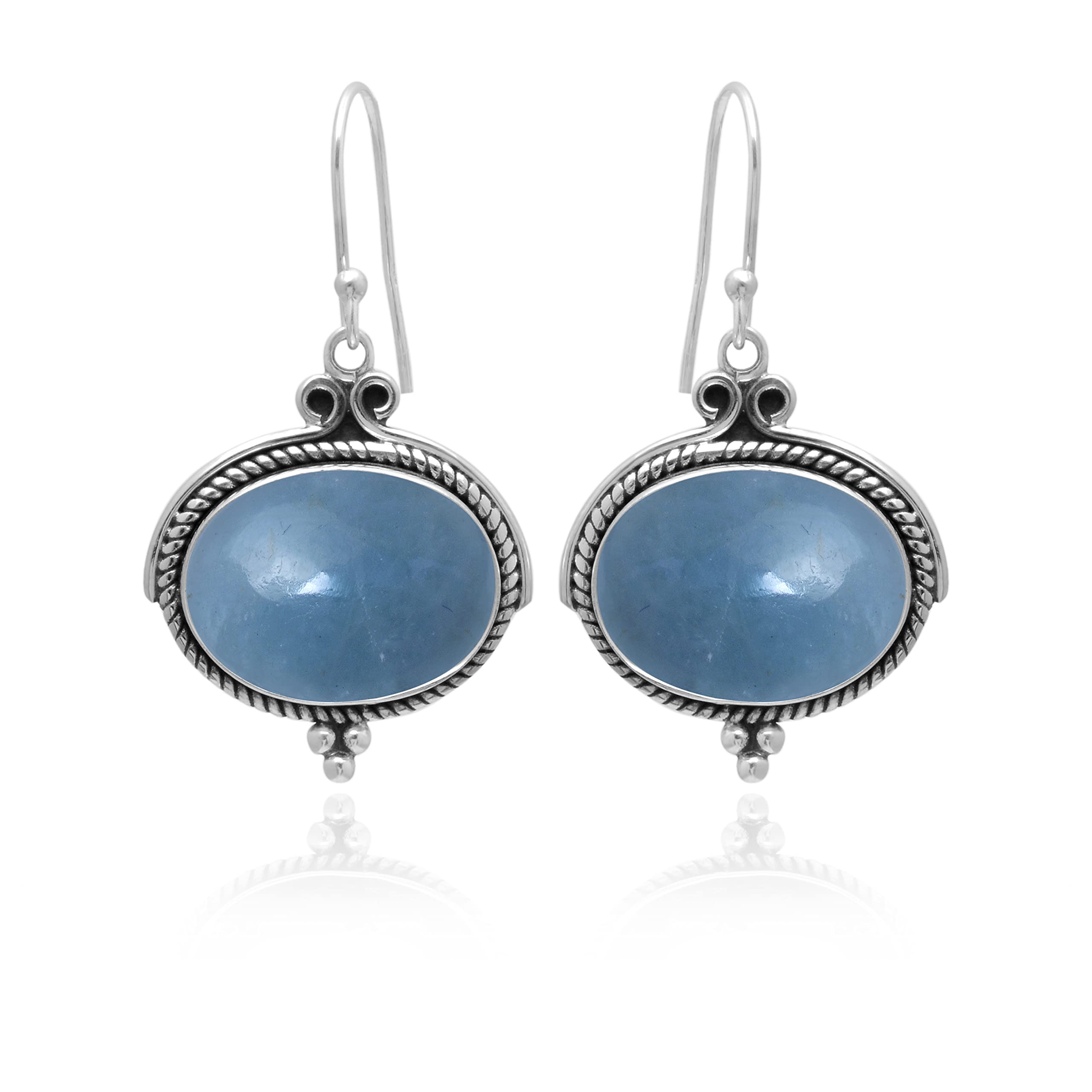 Veracity Jewelry 925 Sterling Silver Aquamarine Earrings for Women – Handmade Blue Green Gemstone Dangle Earrings – Inner Peace Jewelry Gift for Mom, Wife, Birthday, Anniversary | VSE-82