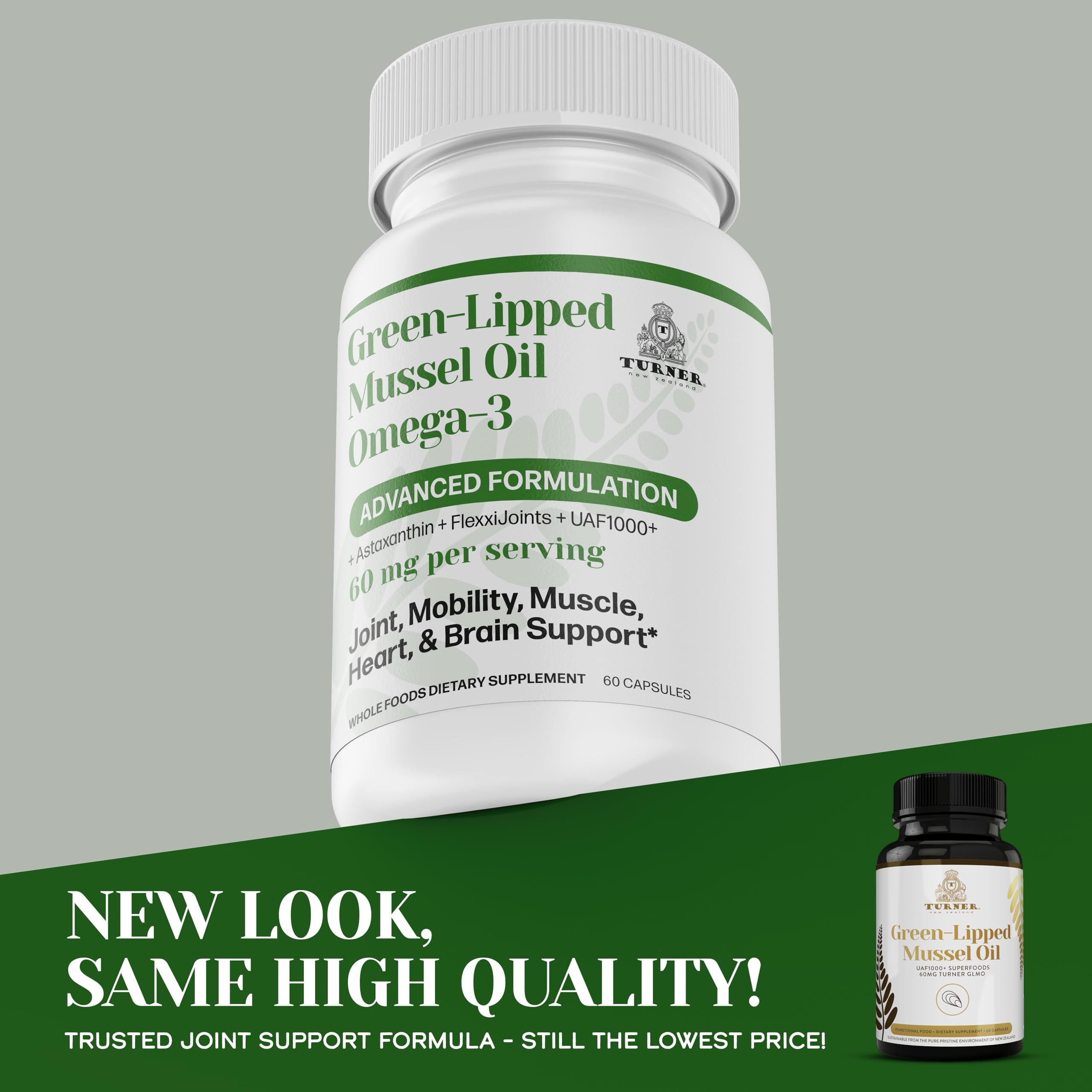 Premium New Zealand Green Lipped Mussel Oil with UAF1000+ Super Antioxidant - 53x Higher Potency Omega-3 for Joint Support & Mobility, Fish-Free Aftertaste, 180 Softgels (3 Bottles) - Ideal for Active Lifestyles, Arthritis Relief & Daily Wellness