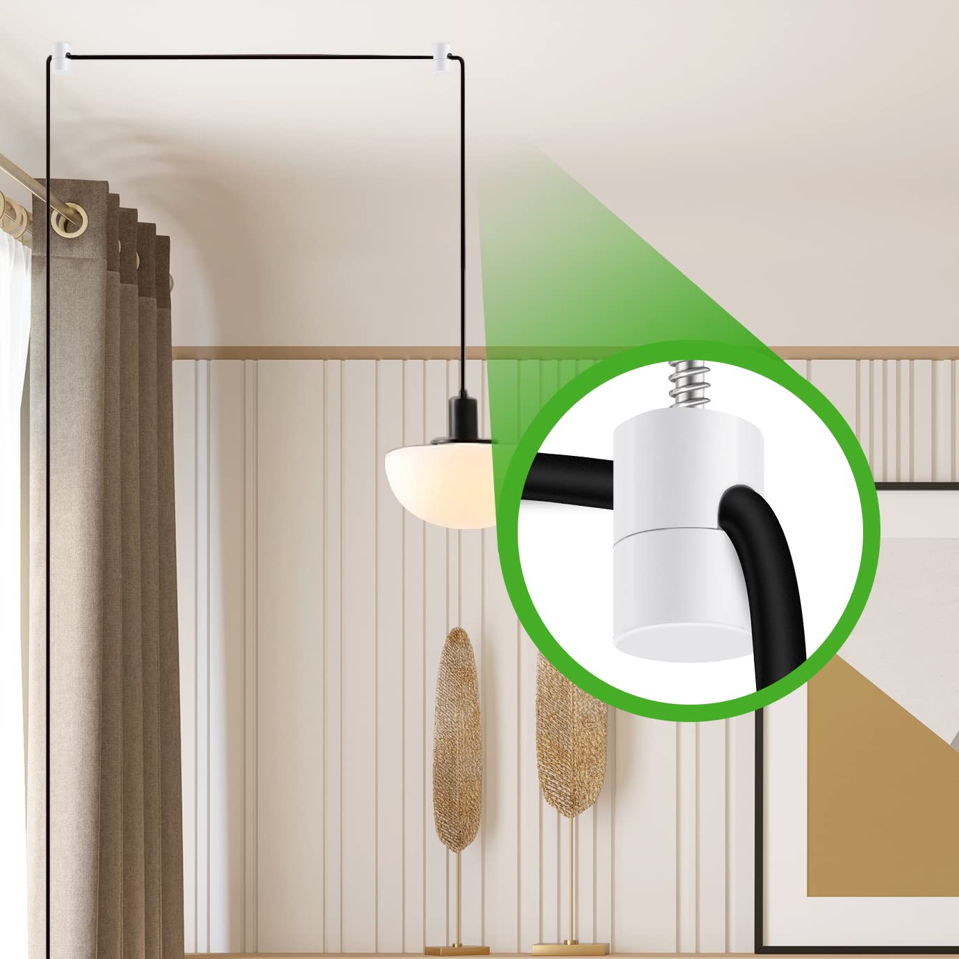 QUACOWW 12 Pack White Swag Hooks for Ceiling - Heavy Duty Pendant Light Hanging Hooks, DIY Lamp Hooks for Chandeliers, Pendant Lighting Fixtures - Perfect for Bedroom, Living Room, Kitchen Decor