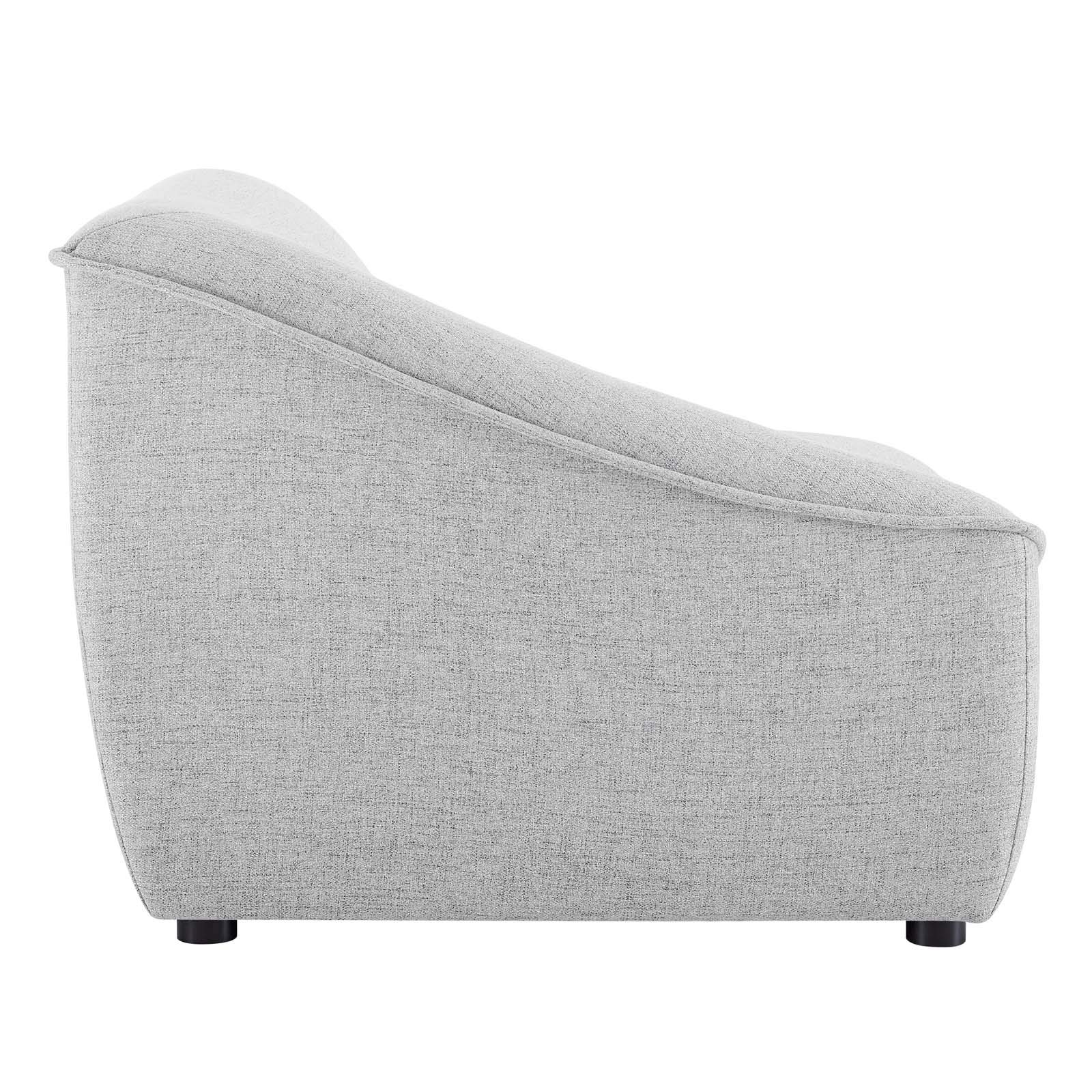 Modway Comprise 7-Piece Fabric Upholstered Sectional Sofa Set in Light Gray - Modern Living Room Furniture for Small Spaces & Family Gatherings
