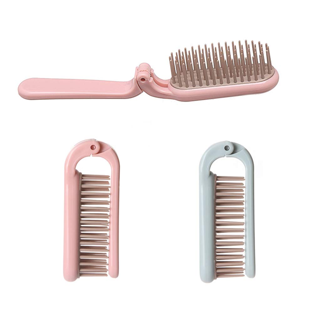 2Pcs Portable Folding Hair Brush & Comb Set - Mini Anti-Static Anti-Knot Massage Brush for Women & Girls - Compact Travel Size Fits in Handbag (Dark) - Perfect for Travel, Gym, Office & On-the-Go Styling
