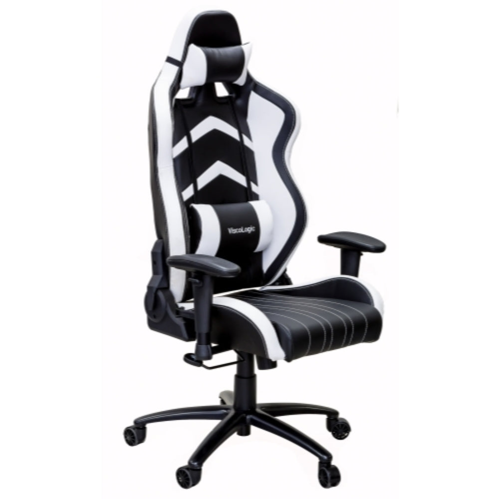PRO X SERIES 7608 Ergonomic Gaming Chair - White & Black - High Back Racing Style for PC, Console & Office - Adjustable Lumbar Support & Headrest - Perfect for Gamers & Professionals