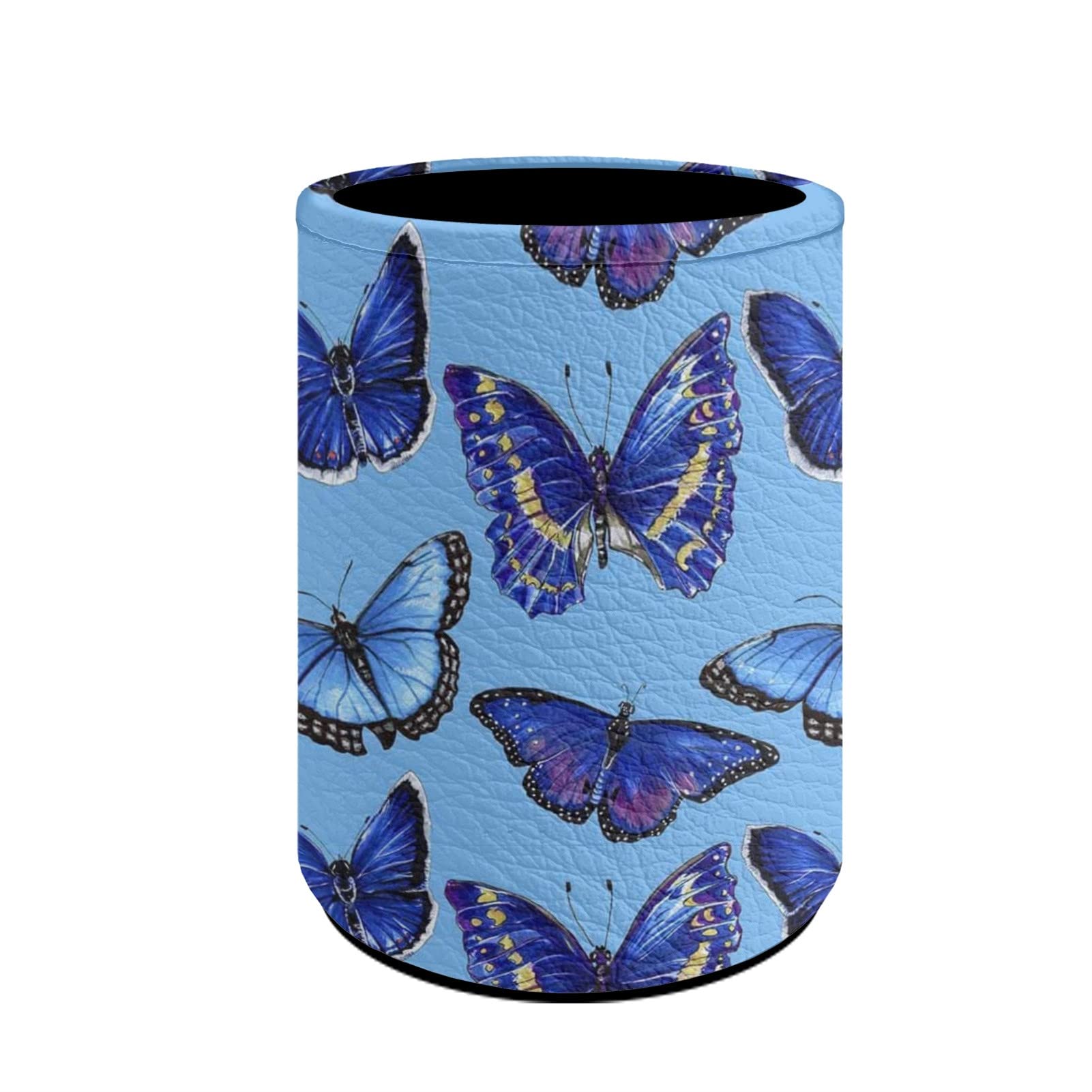 Butterfly Pattern Leather Pen Holder for Desk - Stylish Desktop Organizer for Pens & Pencils - Perfect Gift for Women & Men - Office, Home & School Stationery Storage Solution