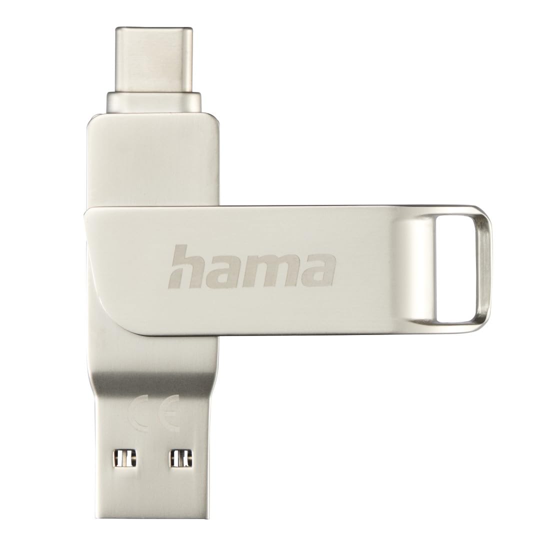 Hama 64GB USB 3.1 Flash Drive with USB-C & USB-A Connectors - Ultra Fast 70MB/s, Rotating Metal Design - Perfect for MacBook, Windows PC, Smartphones & External Storage