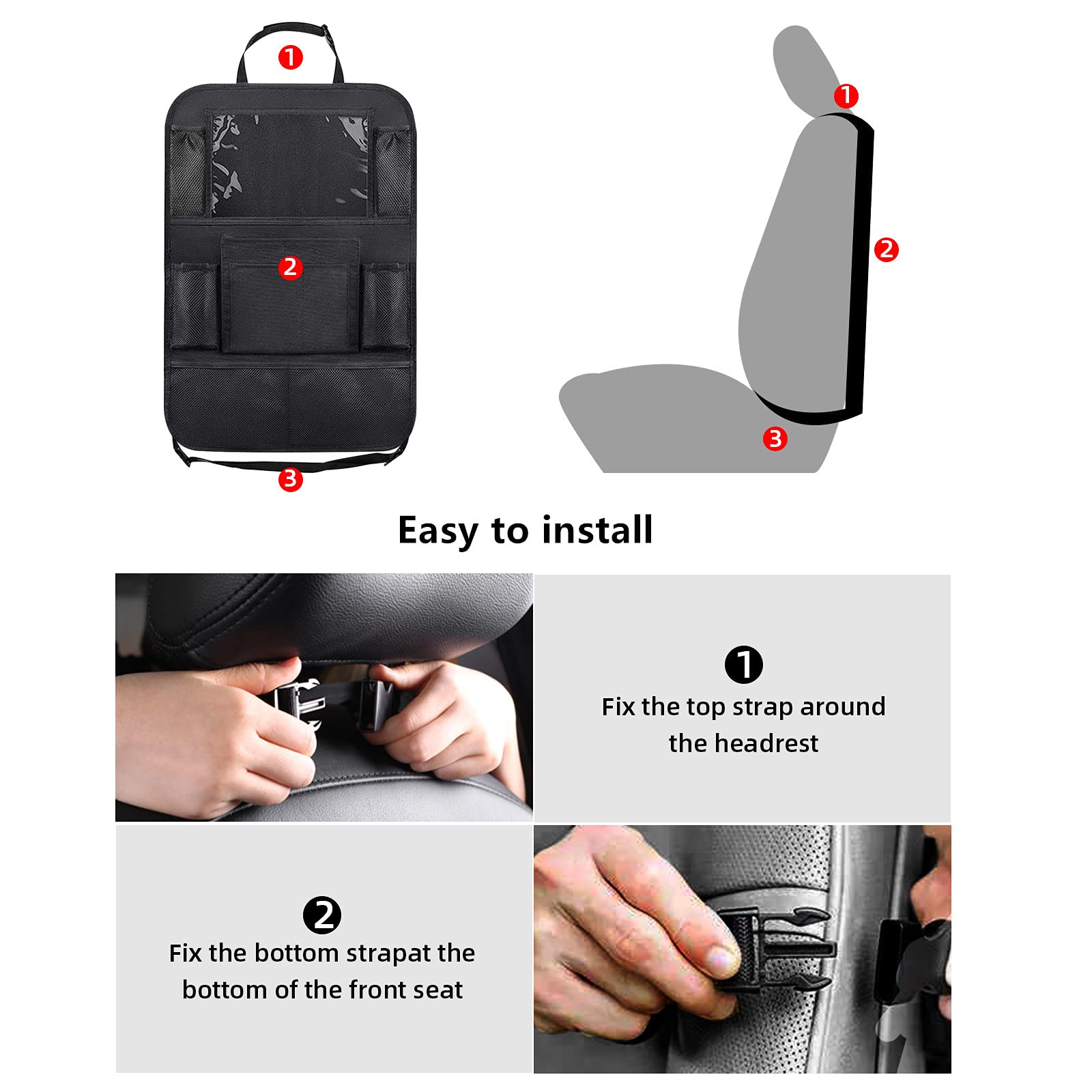 2 Pack Car Backseat Organizer with 10