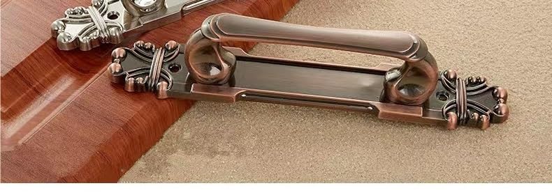 European Style Cabinet Handles & Drawer Pulls - 2Pcs Metal Sliding Door Handles for Kitchen Cabinets, Cupboards & Furniture (Red) - Perfect for Home Renovation & DIY Cabinet Upgrades