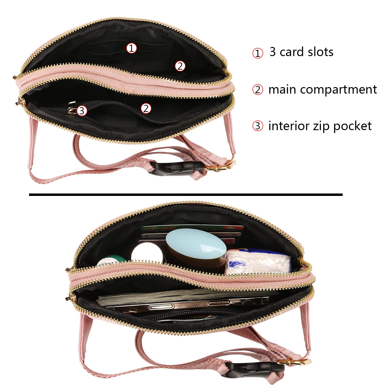 Uromee Women's Nylon Fanny Pack - Adjustable Crossbody Waist Bag for Travel, Hiking, Running & Everyday Use - Stylish & Lightweight Mini Belt Bag in Pink (0229) | Perfect for Outdoor Adventures, Gym, Shopping & Hands-Free Convenience