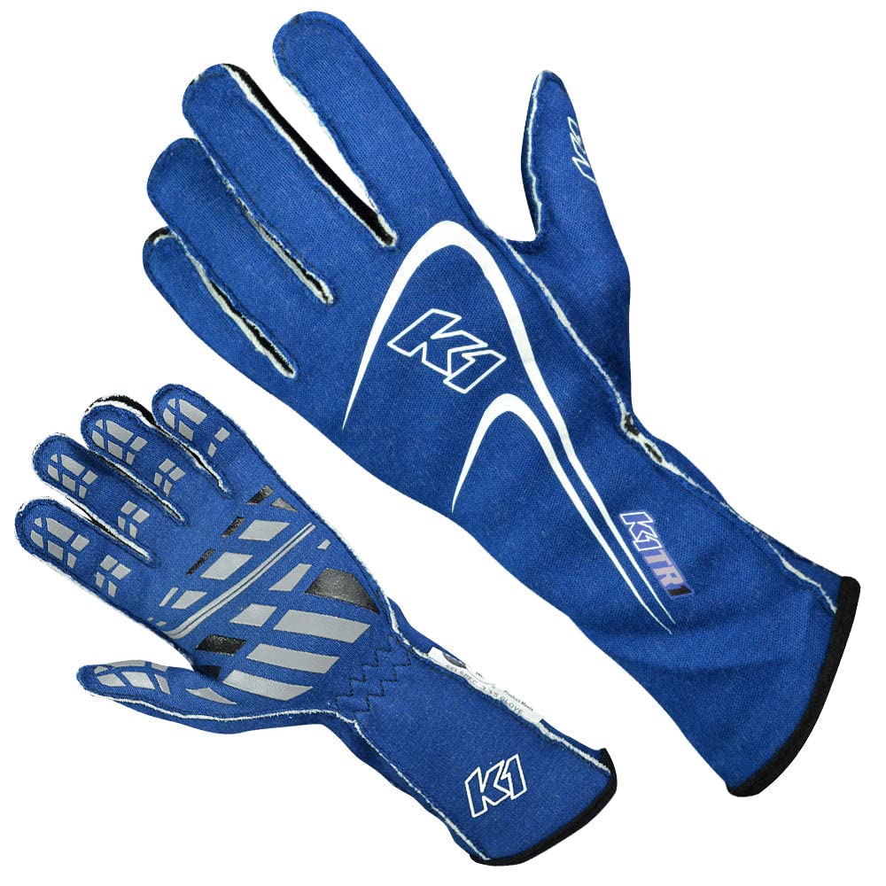 K1 Race Gear 23-TR1-B-XL Nomex Racing Gloves - Blue, XL for Motorcycle Track & Racing | High-Performance Driving Gloves for Motorsports & Auto Racing