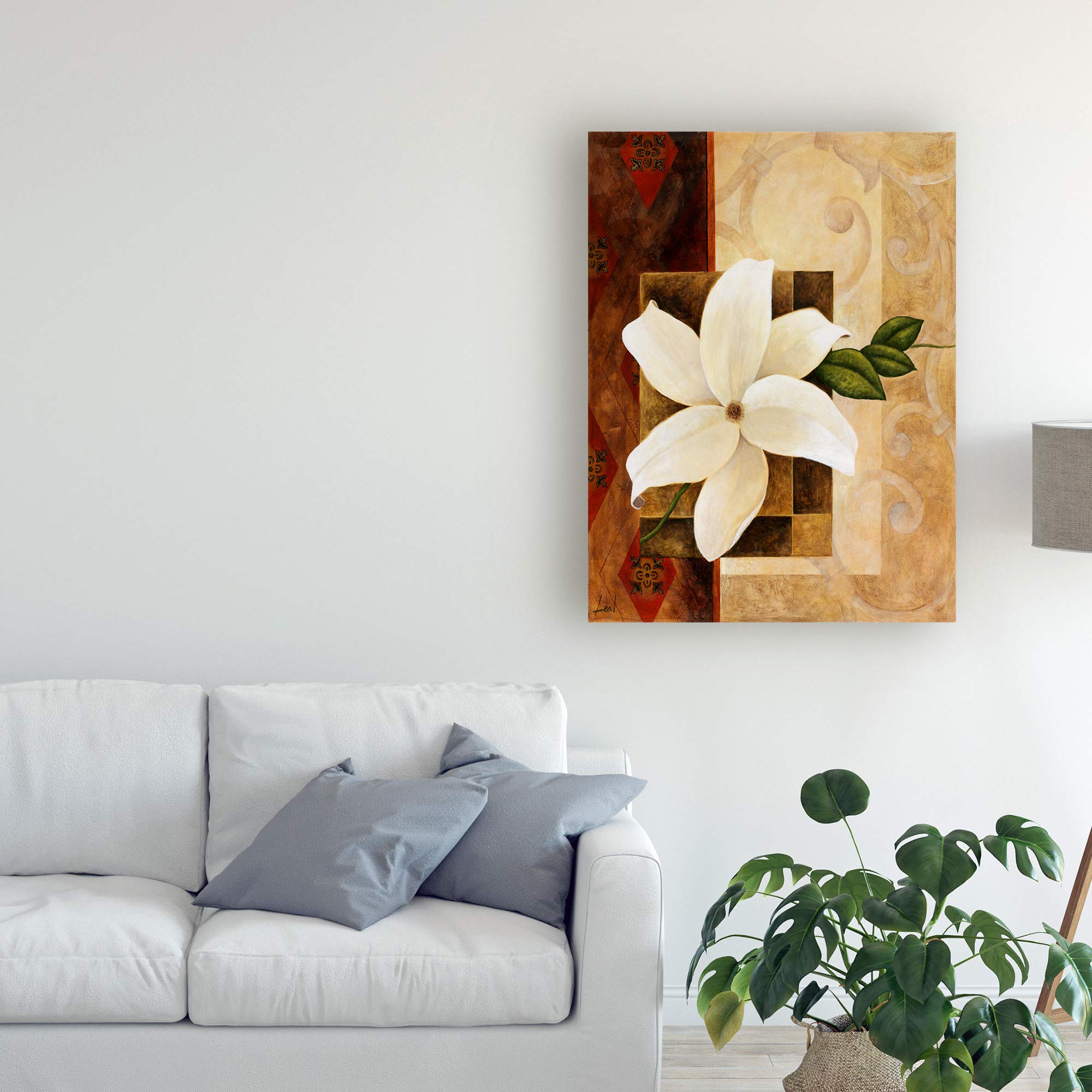 Pablo Esteban Floral Beige Art Print 35x47 - Elegant White Flower Wall Decor for Living Room, Bedroom & Office | Trademark Fine Art