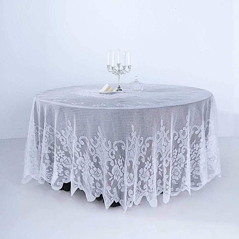 Premium 108-Inch Round Lace Tablecloth - Elegant Dining Decor for Weddings, Parties & Formal Events