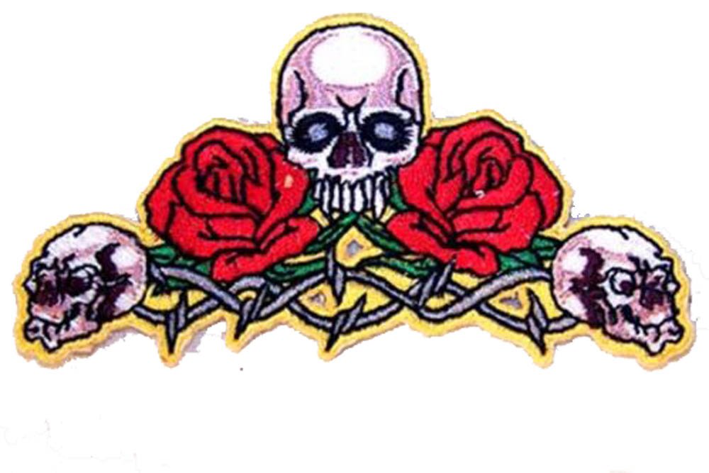 Skull and Roses Embroidered Biker Jacket Patch - Iron On or Sew On Applique for Motorcycle Vest, Denim Jacket & Backpack - Gothic Biker Accessories for Men & Women