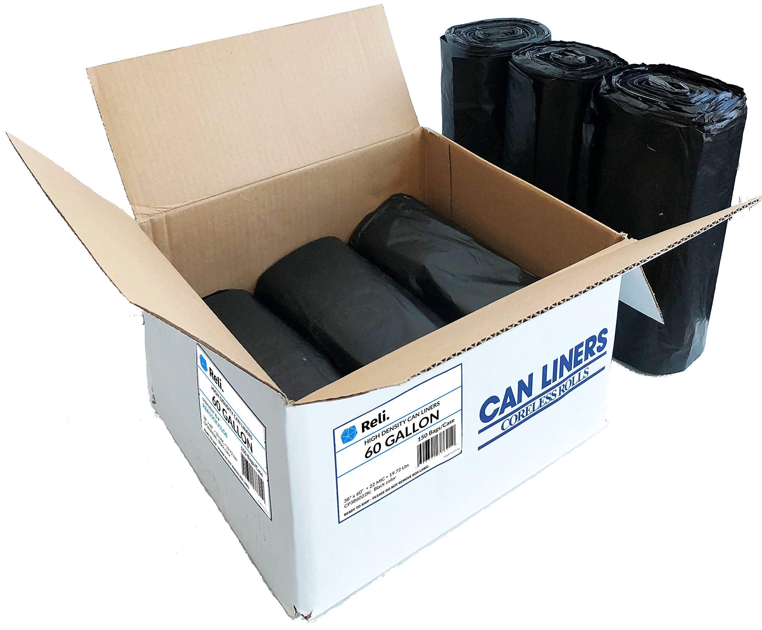Heavy Duty Trash Bags 55-60 Gallon (150 Count) & 40-45 Gallon (250 Count) - Extra Thick, Leak Proof, Tear Resistant for Kitchen, Office, and Outdoor Use