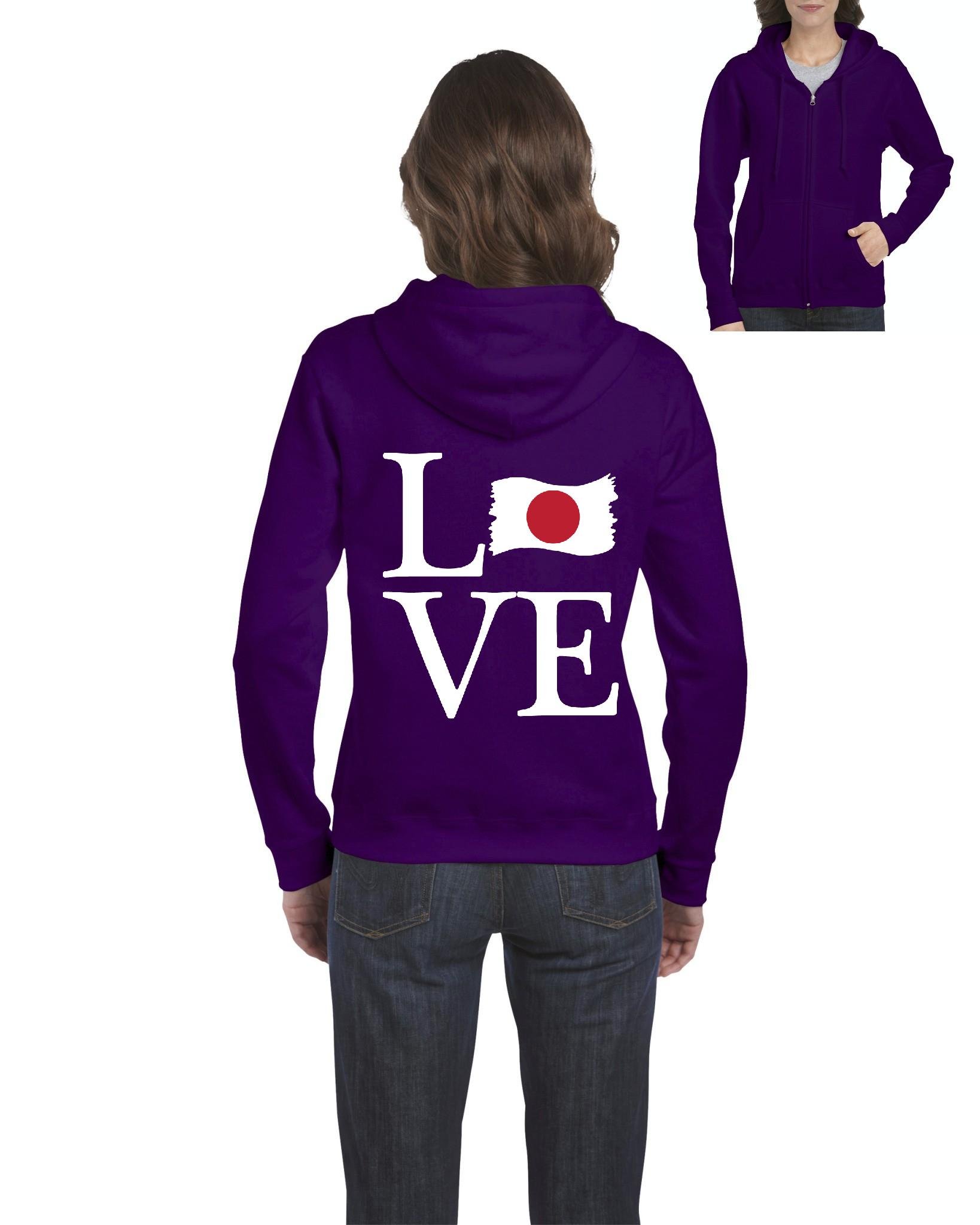Japanese Flag Design Women's Zip-Up Sweater - Stylish Travel Gift & Casual Wear for Everyday Comfort