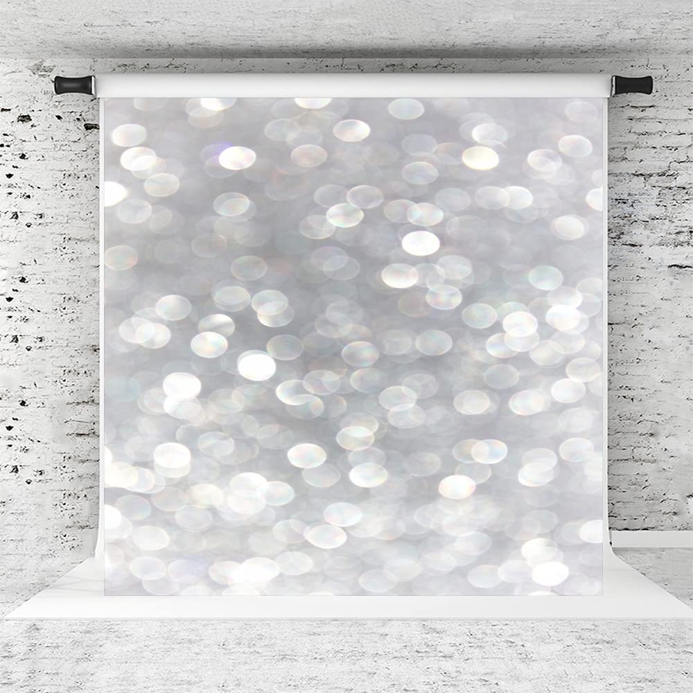 Kate 10x10ft Silver Grey Bokeh Photography Backdrop - Premium Luxury Portrait Background with White Spots for Studio, Wedding & Fashion Photography