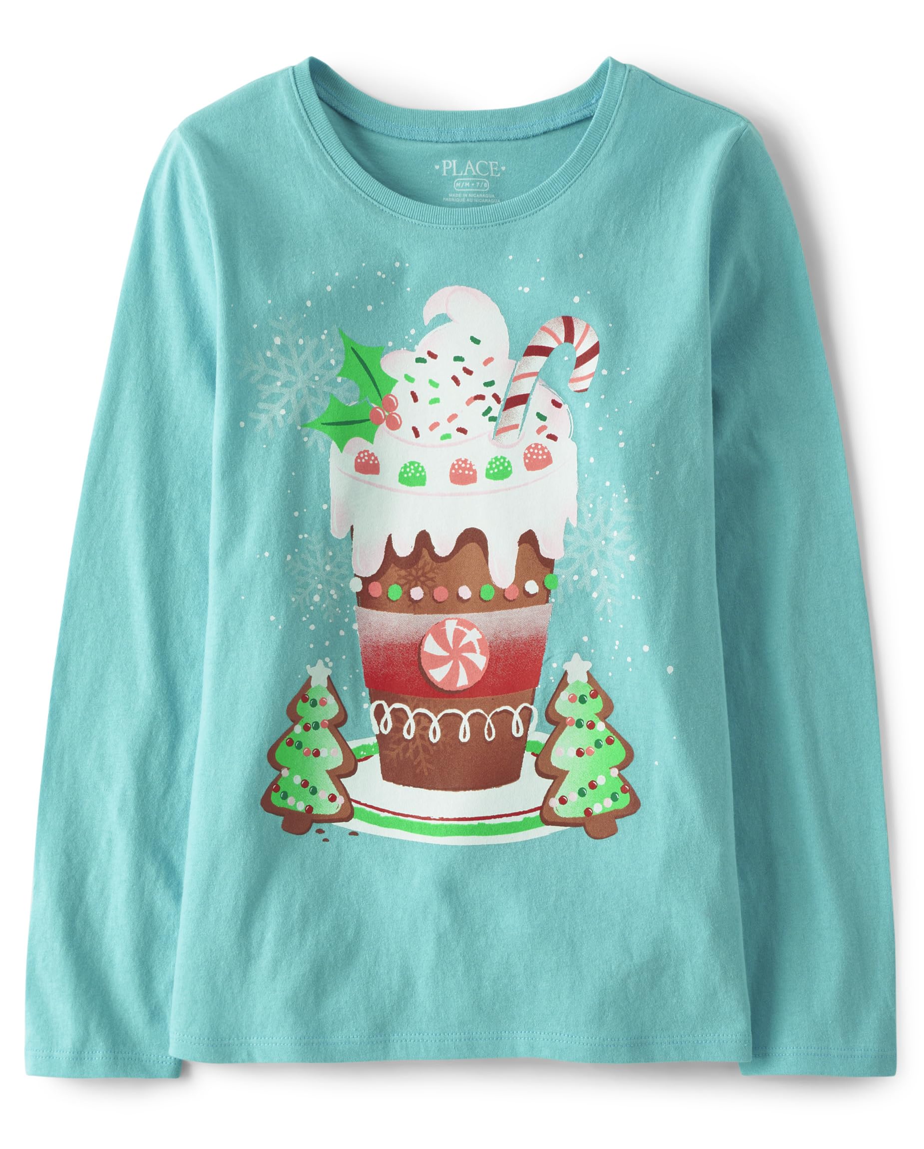 The Children's Place Girls' Holiday Long Sleeve Graphic Tee - Cute Christmas & Winter Themed Shirts for Toddler & Little Girls - Perfect for Family Gatherings, School Parties & Festive Photos