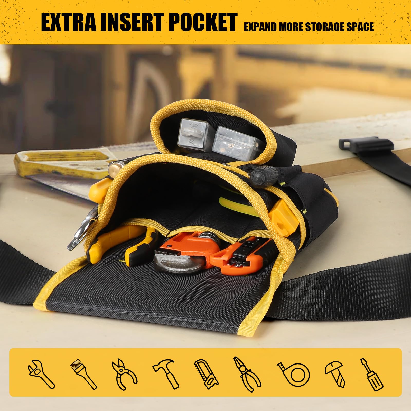 Heavy Duty Magnetic Tool Belt for Men - 26 Pockets Adjustable Waist Holder with Detachable Magnet Holster | Ideal for Handyman, Contractor, Mechanic, Plumber & Roofer | Perfect Workshop, Construction Site & DIY Projects Gift for Dad