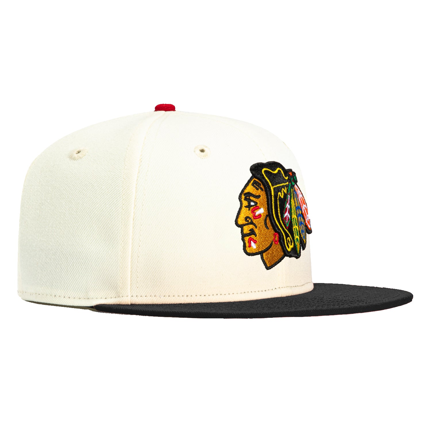 New Era 59Fifty Chicago Blackhawks Baseball Cap - White with Black Logo | Adjustable Snapback Hat for Men & Women | Perfect for Sports Games, Casual Wear & Fan Collections