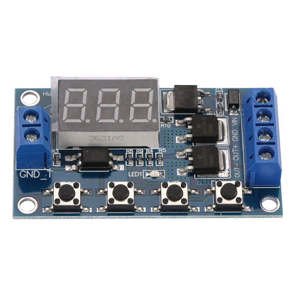 12V-24V DC Pulse Trigger Cycle Delay Timer Switch with ON/Off Relay & MOS Control Board - LED Display for Automotive, Industrial Automation, and DIY Electronics Projects
