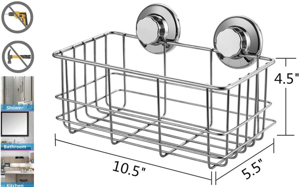 Stainless Steel Shower Caddy with Suction Cups - 2 Pack Bathroom Organizer for Shampoo, Soap & Bath Essentials | Space-Saving Shower Storage Solution for Small Bathrooms