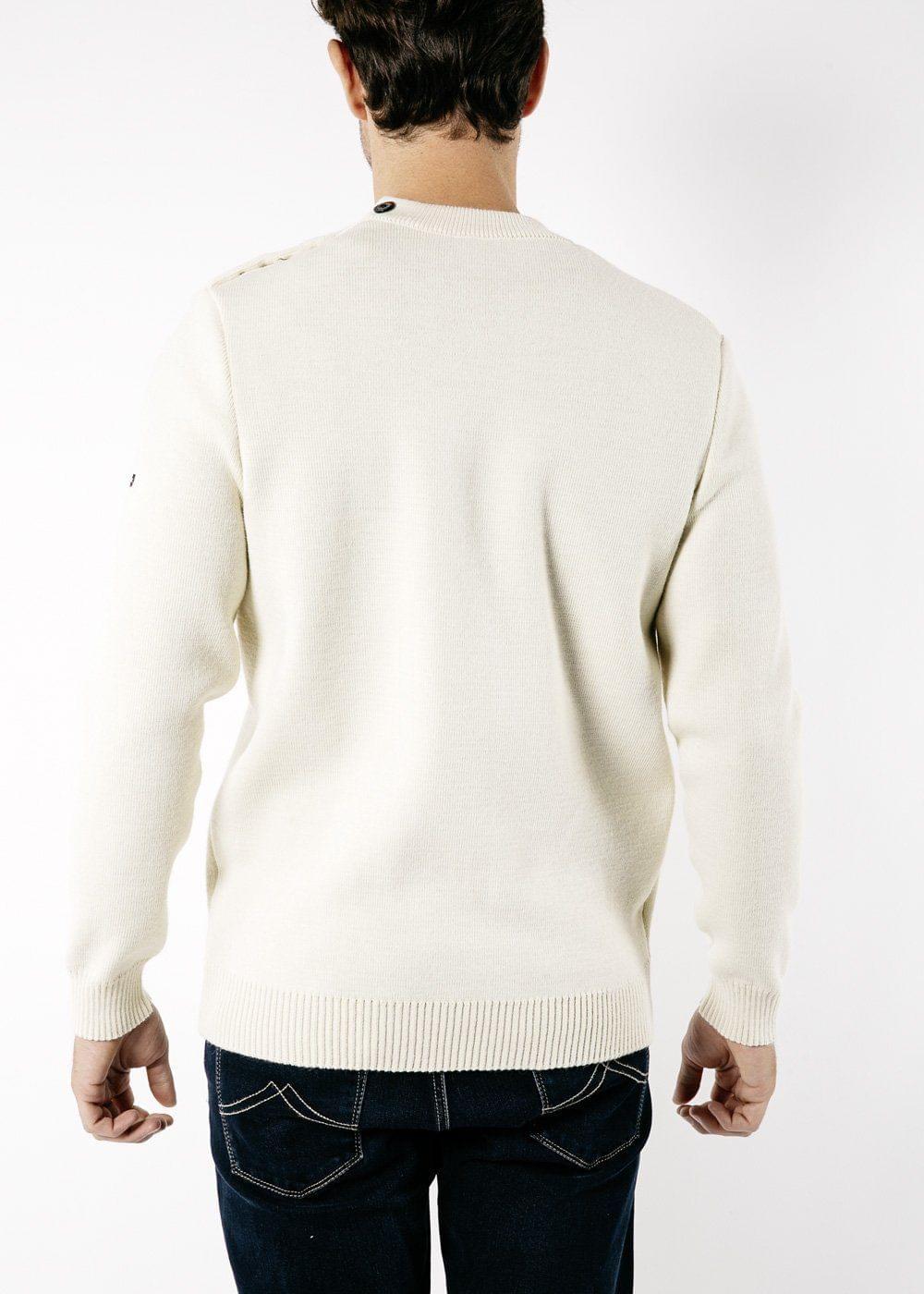 CANCALE Wool Fisherman Sweater with Button Shoulder | Loose Fit Cable Knit Pullover for Men & Women | Cozy Winter Sweater for Casual Outfits & Outdoor Activities (ECRU)