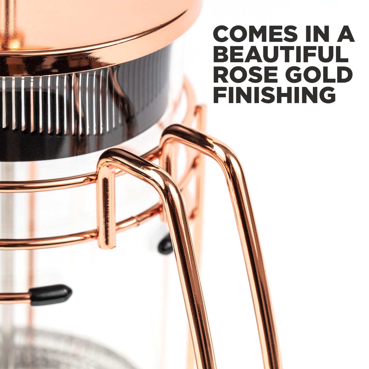 Premium 1000ml French Press Coffee Maker & Tea Brewer - Stainless Steel & Thick Glass with Rose Gold Finish - Perfect for Espresso, Latte & Loose Leaf Tea - Ideal for Home, Office & Camping Use