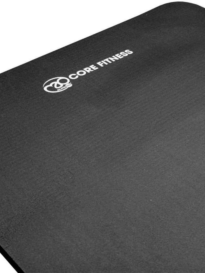 Yoga Mad Core Fitness Mat 10mm Thick Non-Slip Exercise Mat for Yoga, Pilates & Workouts - Premium Black Yoga Mat for Home & Studio Use