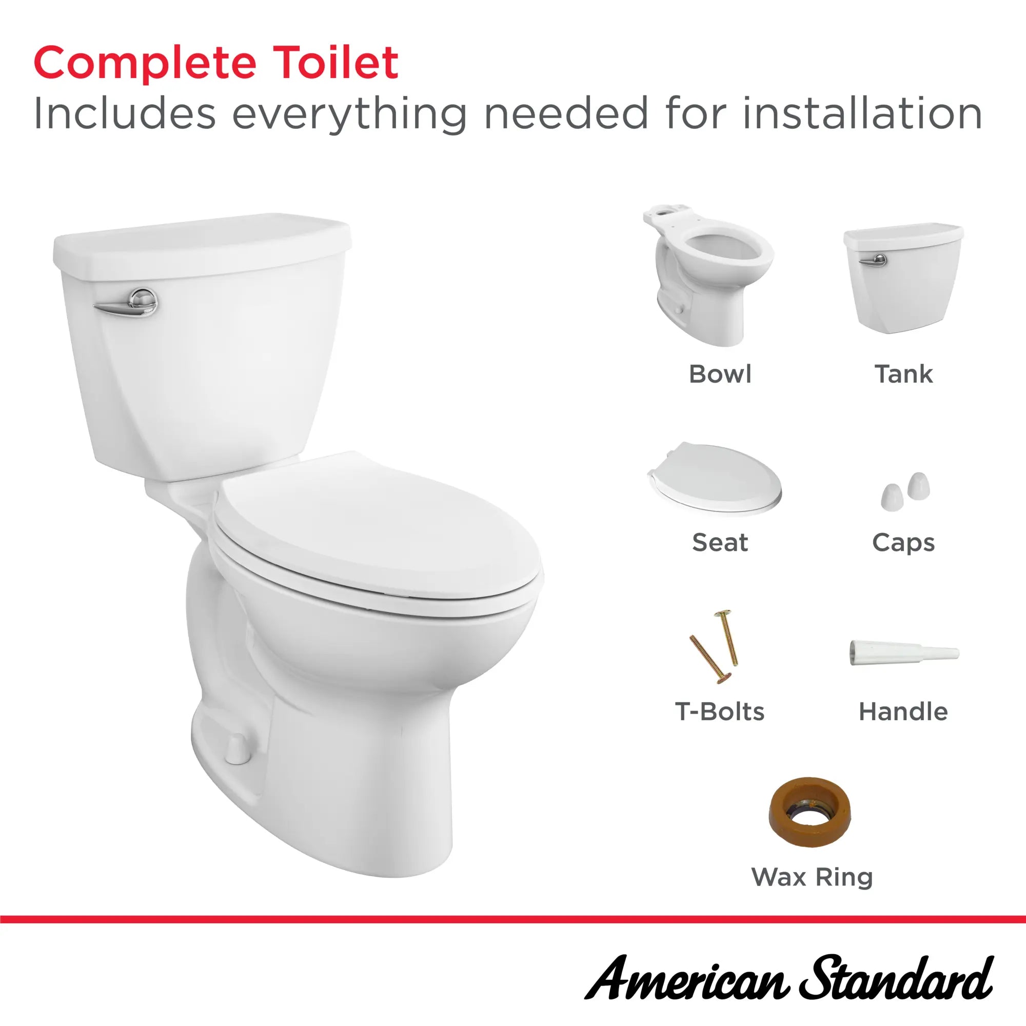 Cadet 3 FloWise 1.28 GPF/4.8 LPF Left-Hand Trip Lever Elongated Toilet with Slow-Close Seat - Water Efficient Chair Height Toilet for Modern Bathrooms & Powder Rooms