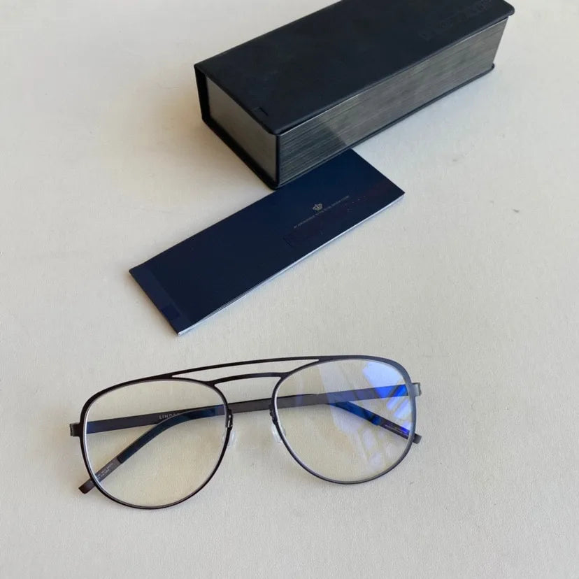 Aimee Unisex Full Rim Oval Double Bridge Titanium Eyeglasses 9617 - Lightweight Durable Frame for Reading, Work & Fashion | Blue Light Blocking Glasses for Computer Use & Daily Wear