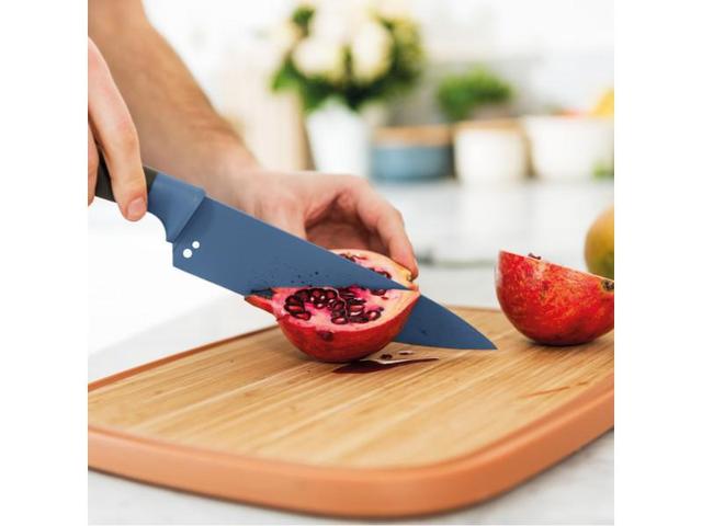 Premium 14cm Blue Chef's Knife with Herb Striper - Professional Kitchen Knife for Slicing, Dicing & Chopping - Perfect for Home Cooks & Culinary Enthusiasts