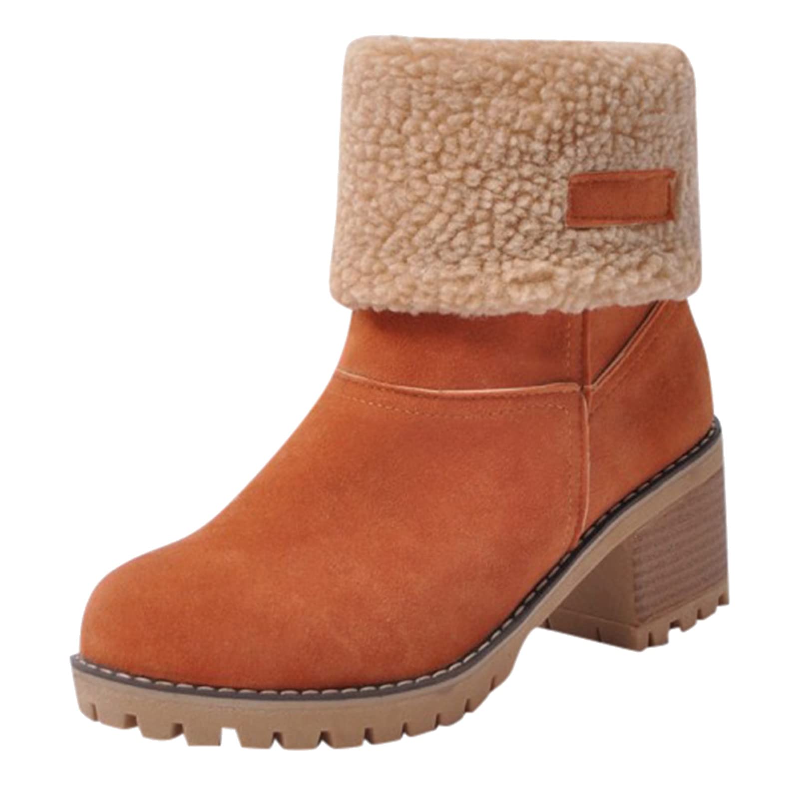 Women's Winter Snow Boots - Waterproof Slip-Resistant Mid Heel Ankle Boots with Faux Fur Lining for Warmth & Comfort | Perfect for Snowy Days, Outdoor Activities & Casual Wear