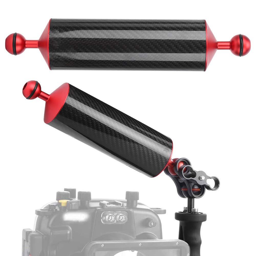 Carbon Fiber Diving Float Arm - 10 Inch Lightweight Underwater Floating Arm for Macro & Wide Angle Photography | Dual Ball Design | Portable Floating Tray for Scuba Diving, Snorkeling & Underwater Camera Stabilization