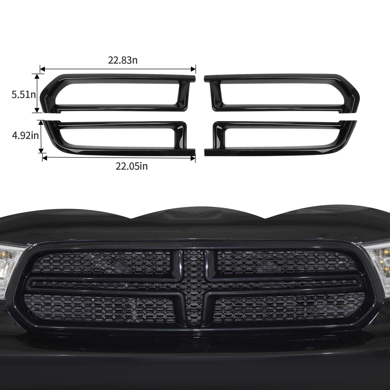 Black Front Grille Inserts Trim Cover for Dodge Durango 2011-2020 - Exterior Accessories & Grill Frame Decoration | Upgrade Your SUV's Style for Off-Road Adventures & Daily Commutes
