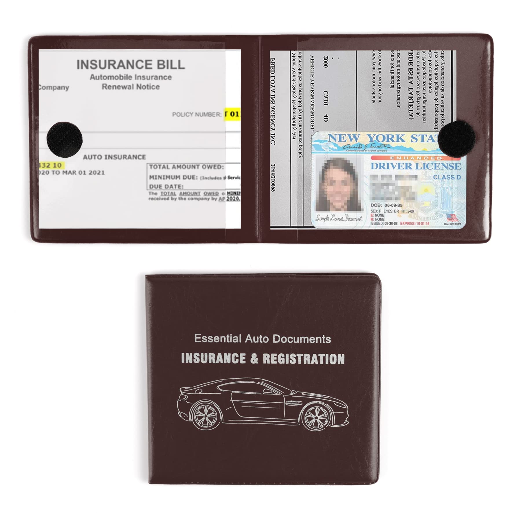 UYYE Car Registration and Insurance Card Holder - 2 Pack, Vehicle Glove Box Organizer for Documents, Cards, and License - Perfect for Car Interior Accessories and Road Trip Essentials
