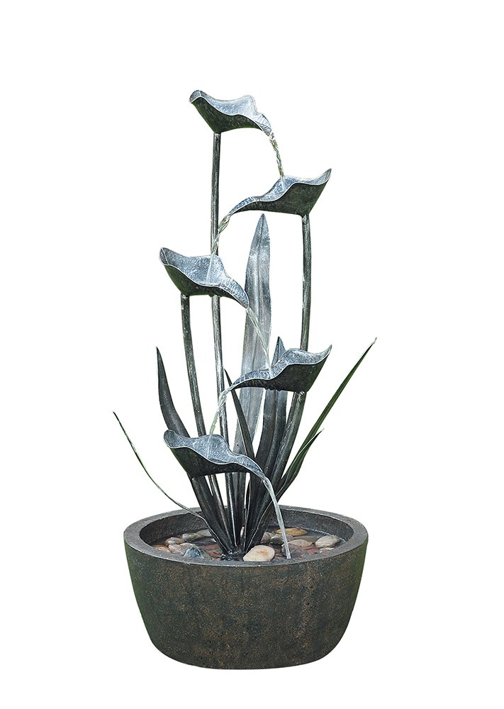 Hi-Line Gift Ltd Metal Blooming Plant Fountain - Elegant Outdoor Garden Decor for Patio, Yard & Landscaping | Perfect Water Feature for Relaxation & Home Decor