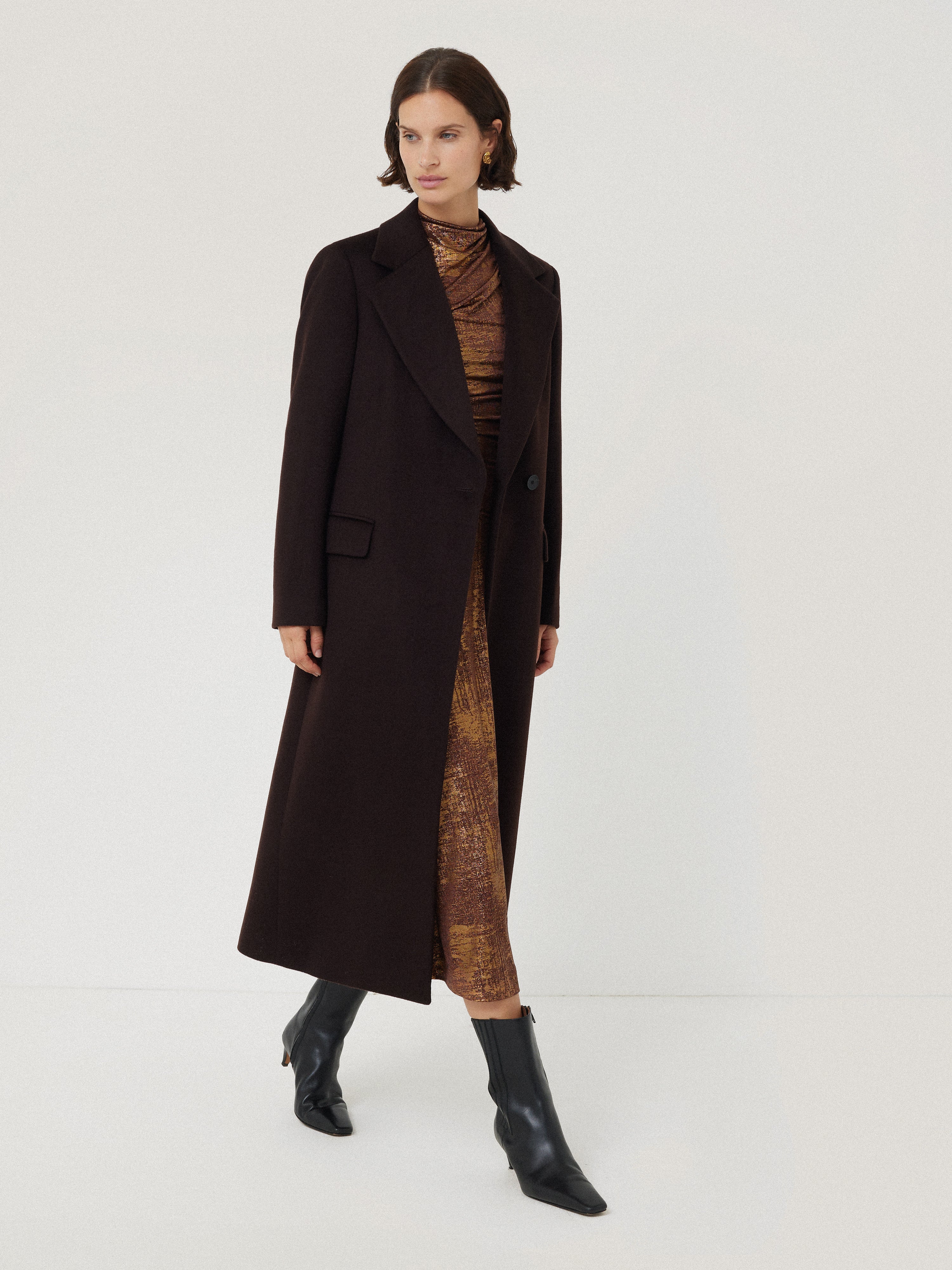 Elegant Brushed Bronze Draped Dress for Women - Perfect for Evening Parties, Weddings & Special Occasions