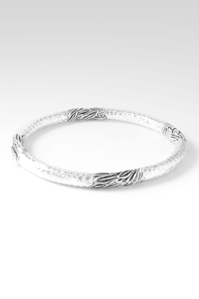 Peace Be Still Bangle™ in Leaves - Elegant Leaf Design Silver Bracelet for Women | Spiritual Jewelry Gift for Meditation, Yoga & Daily Wear