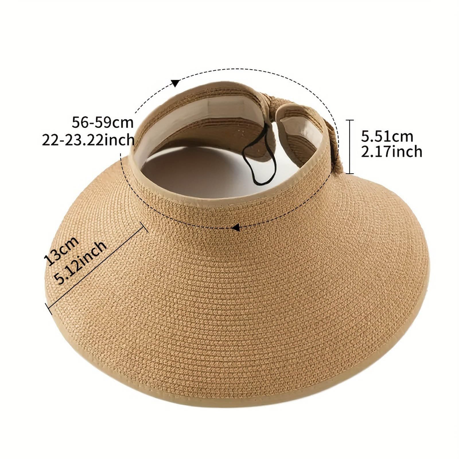 Women's Wide Brim Straw Sun Visor Hat - Roll-Up Ponytail Design, Packable & Foldable for Summer Beach, Travel & Outdoor Activities | UV Protection Sun Hat for Hiking, Gardening, Vacations