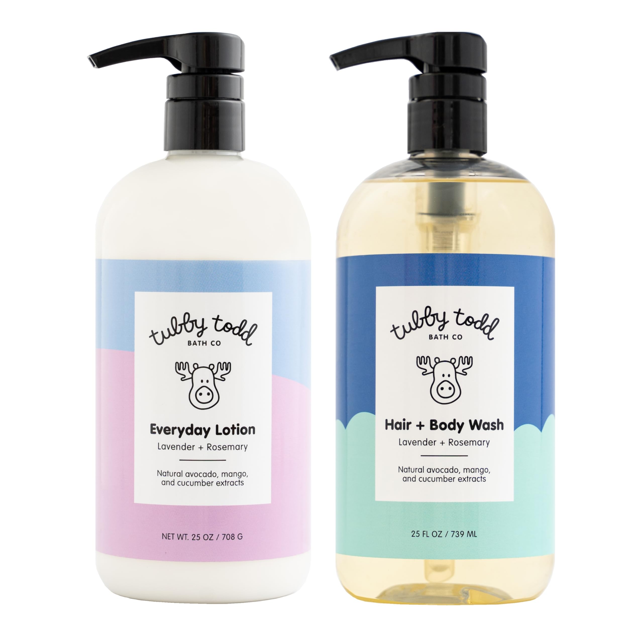 Tubby Todd Baby Bath & Skincare Gift Set - 25oz Lavender Rosemary Baby Wash & Lotion Bundle | Gentle Newborn & Infant Care for Sensitive Skin | Perfect Baby Shower Gift & Daily Bath Time Routine