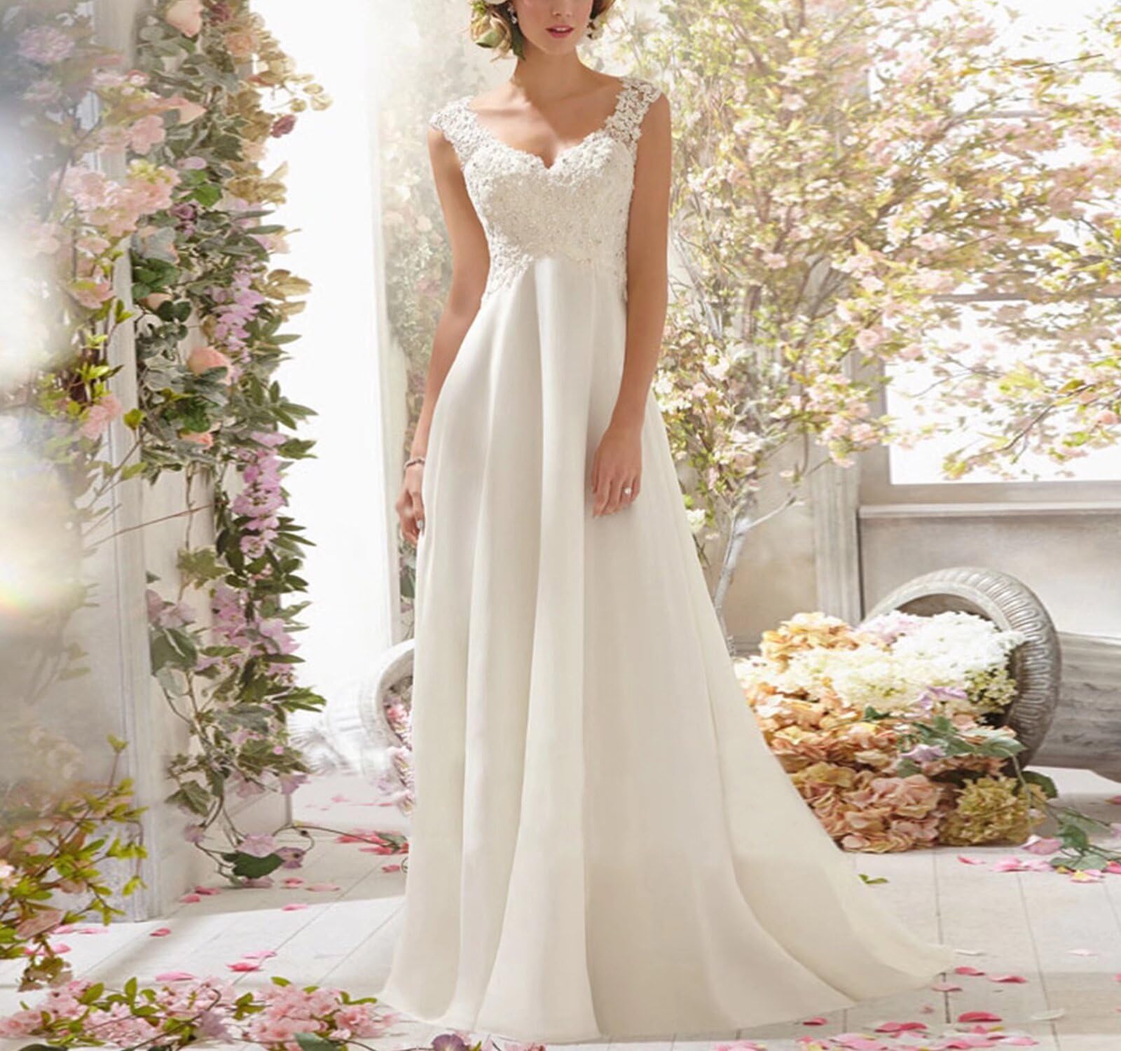 Elegant High Low Beach Wedding Dress with Sequins - Sleeveless Sweetheart Neckline Pleated Bridal Gown for Women | Perfect for Beach, Destination & Summer Weddings