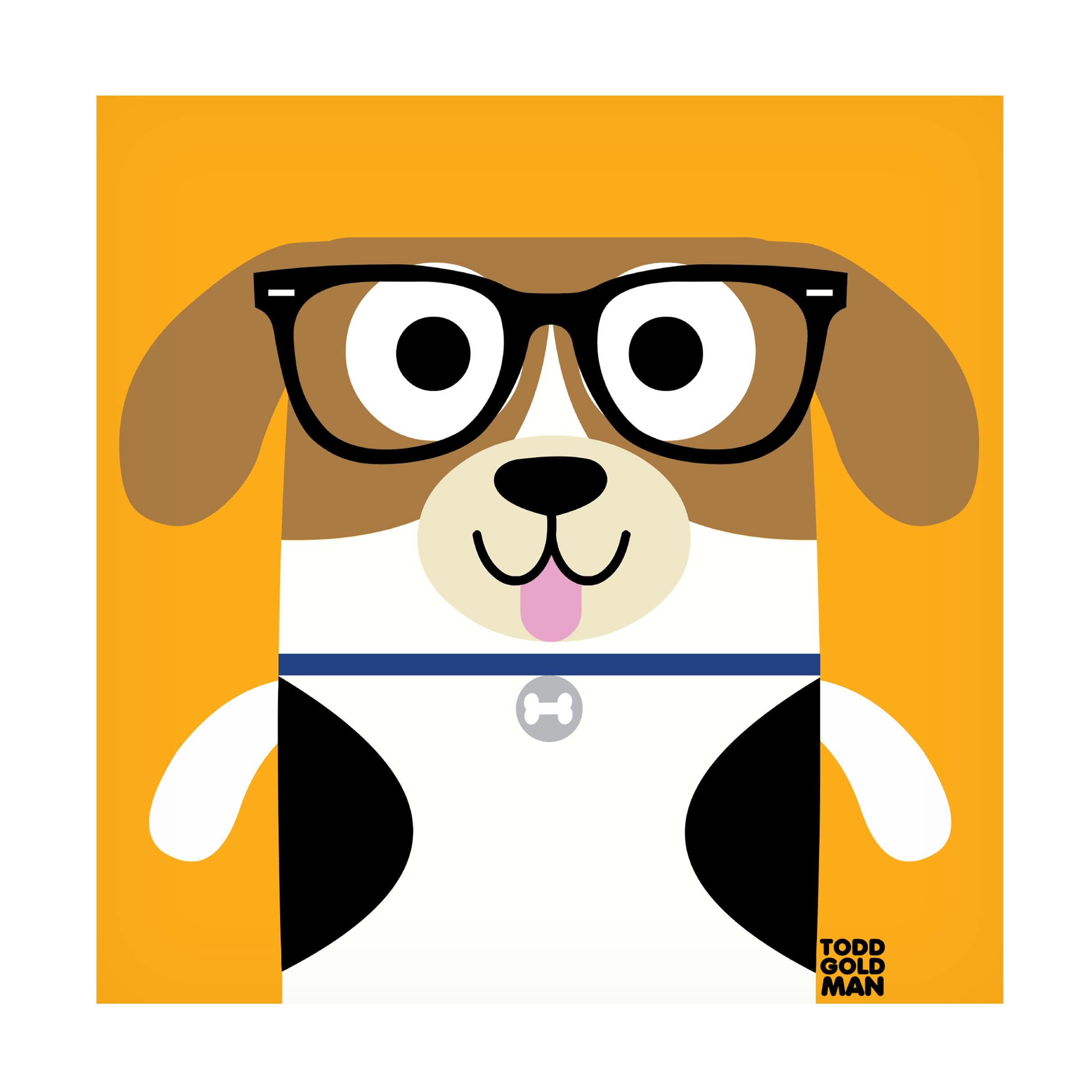 Bow Wow Beagle Dog Canvas Wall Art by Todd Art - Handmade Premium Gallery Wrapped Painting for Living Room, Bedroom & Office Decor